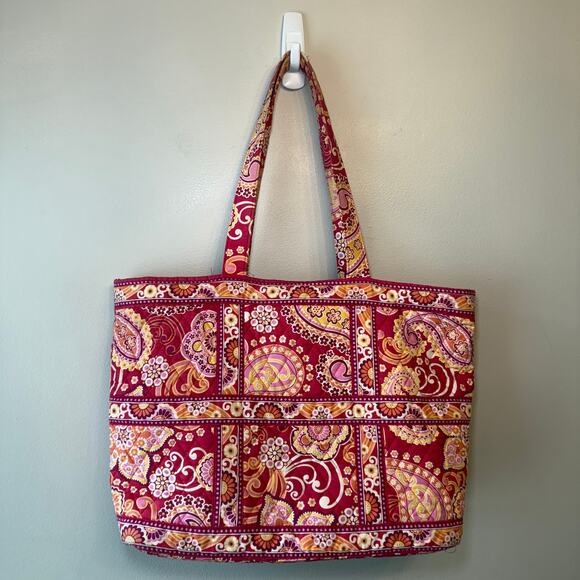 Vera Bradley Women's Raspberry Fizz Paisley Print Tic Tac Tote Bag Purse - Picture 8 of 10